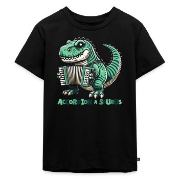 Akkordeon T Rex Dino - Kinder Premium Bio T-Shirt - Schwarz - Vorne - Mikhail (115cm)