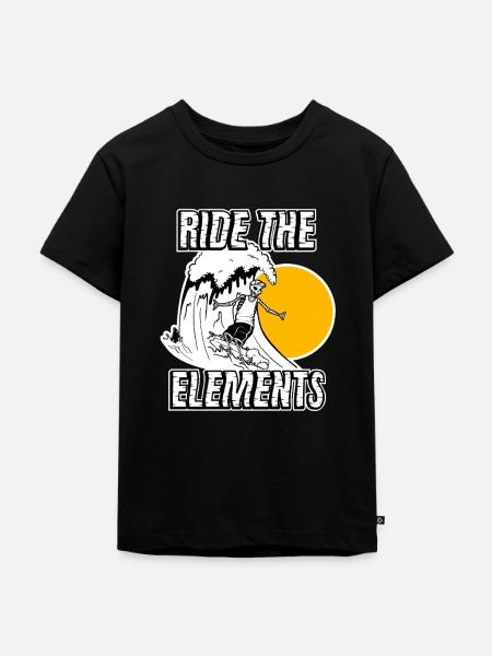 Wellenreiter Skelett - Kinder Premium Bio T-Shirt - Schwarz