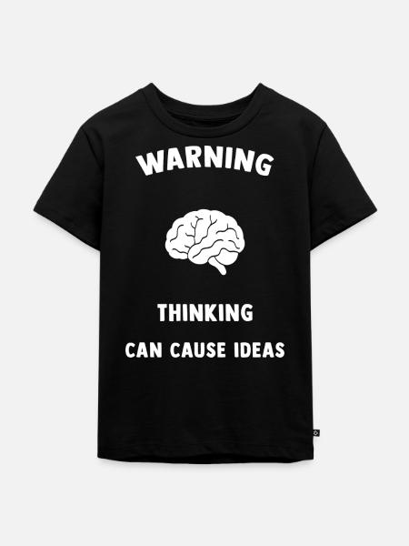 Gedankenwarnung: Ideen entstehen - Kinder Premium Bio T-Shirt - Schwarz
