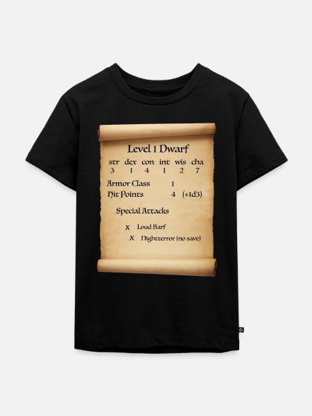Level 1 Dwarf - Kids Premium Organic T-Shirt - black