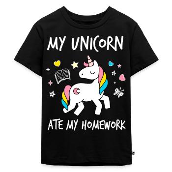 Ma licorne a mangé mes devoirs - T-shirt Premium bio Enfant - noir - Devant - Mikhail (115cm)