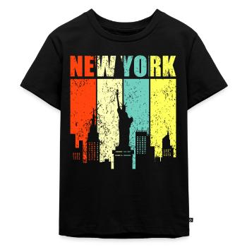 New York - Kinder Premium Bio T-Shirt - Schwarz - Vorne - Mikhail (115cm)