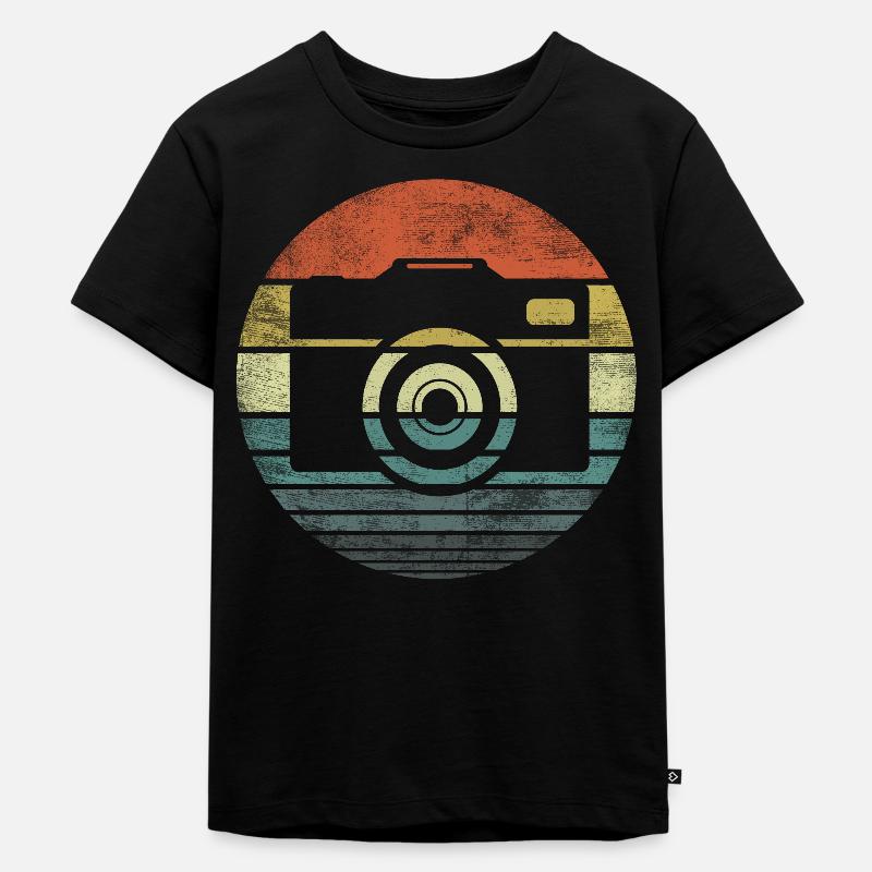 Retro Vintage Photography Camera Design - Kids Premium Organic T-Shirt - black