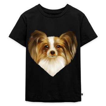 Papillon dog portrait - Kids Premium Organic T-Shirt - black - Front - Mikhail (115cm)