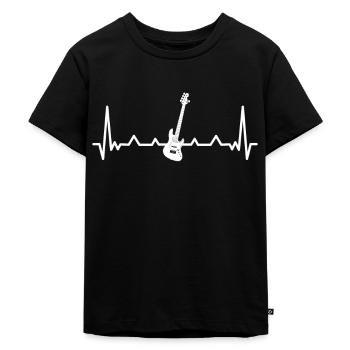 Geschenk für Gitarrist Guitar Heartbeat Line - Kinder Premium Bio T-Shirt - Schwarz - Vorne - Mikhail (115cm)