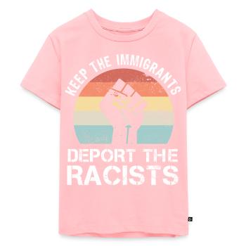 BLM Die Einwanderer deportieren Rassisten - Kinder Premium Bio T-Shirt - Rosa - Vorne - AI Model Kid Female (0cm)