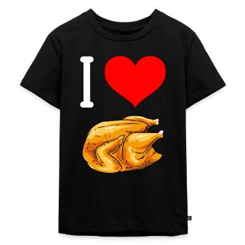 Poulet rôti à griller Poulet grillé Poulet BBQ - T-shirt Premium bio Enfant - noir - Devant - Mikhail (115cm)