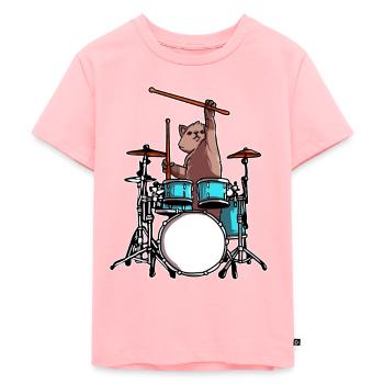 Chat batteur joue des cadeaux de musicien de batterie - T-shirt Premium bio Enfant - rose - Devant - AI Model Kid Female (0cm)