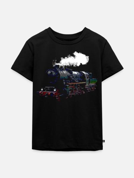 Züge - Kinder Premium Bio T-Shirt - Schwarz