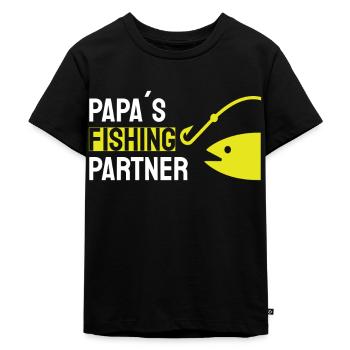Angeln Vater und Sohn Fisch - Kinder Premium Bio T-Shirt - Schwarz - Vorne - Mikhail (115cm)