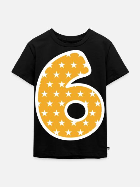 Sechs - Kinder Premium Bio T-Shirt - Schwarz