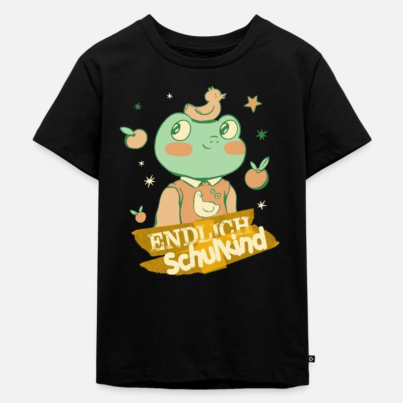 Endlich Schulkind, Einschulung - Kinder Premium Bio T-Shirt - Schwarz