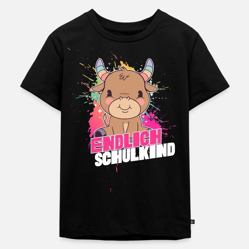 Endlich Schulkind, Einschulung - Kinder Premium Bio T-Shirt - Schwarz