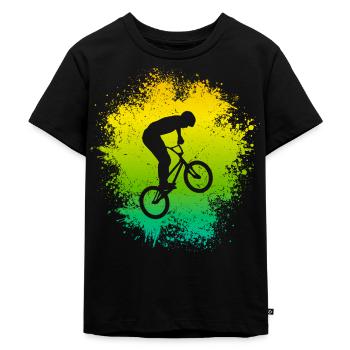 BMX Fahrrad Kinder Motiv Freestyle BMX Fahrer - Kinder Premium Bio T-Shirt - Schwarz - Vorne - Mikhail (115cm)