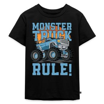 Monster truck rules! Truck-lover-monster-truck - Kids Premium Organic T-Shirt - black - Front - Mikhail (115cm)