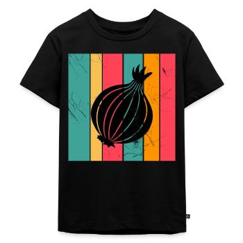 Onion Lover Retro Vegetables Vegan Gift idea - Kinder Premium Bio T-Shirt - Schwarz - Vorne - Mikhail (115cm)
