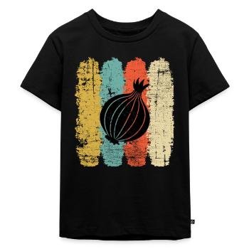 Onion Lover Retro Vegetables Vegan Gift idea - Kinder Premium Bio T-Shirt - Schwarz - Vorne - Mikhail (115cm)