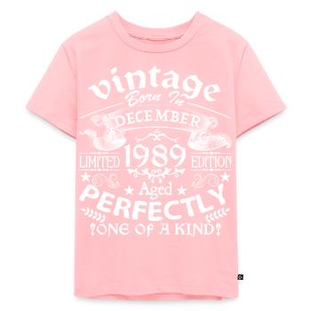 December 1989 | birthday 1989 Vintage December - T-shirt Premium bio Enfant - rose - Devant - AI Model Kid Female (0cm)