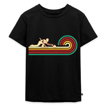 Lockenwickler Rutschen Curling Stein Retro Curling - Kinder Premium Bio T-Shirt - Schwarz - Vorne - Mikhail (115cm)