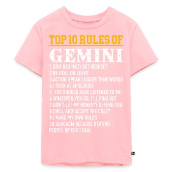 Top 10 des règles des Gémeaux 21 mai - 21 juin - T-shirt Premium bio Enfant - rose - Devant - AI Model Kid Female (0cm)