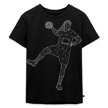 Handballerin im Schuss, weiss Design - Kinder Premium Bio T-Shirt - Schwarz - Vorne - Mikhail (115cm)
