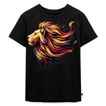 Leo with a dramatic mane - Kids Premium Organic T-Shirt - black - Front - Mikhail (115cm)