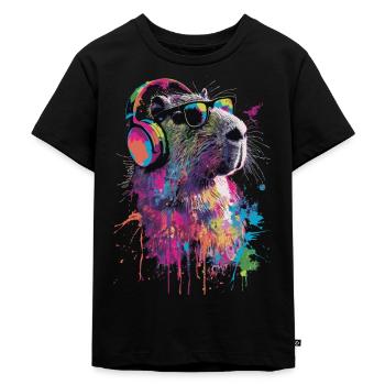 Capybara - Kinder Premium Bio T-Shirt - Schwarz - Vorne - Mikhail (115cm)