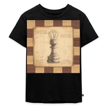 Schach König / Königin. Altmodischer vintage Stil. - Kinder Premium Bio T-Shirt - Schwarz - Vorne - Mikhail (115cm)