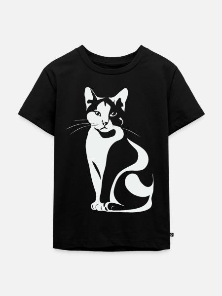 Katze Minimalistisch - Kinder Premium Bio T-Shirt - Schwarz