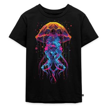 Qualle - Kinder Premium Bio T-Shirt - Schwarz - Vorne - Mikhail (115cm)
