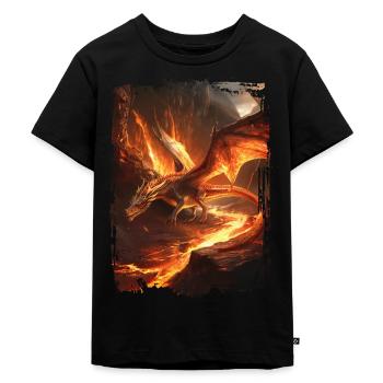 Drachen - Kinder Premium Bio T-Shirt - Schwarz - Vorne - Mikhail (115cm)