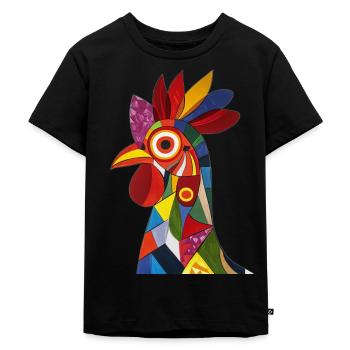 Huhn - Kinder Premium Bio T-Shirt - Schwarz - Vorne - Mikhail (115cm)