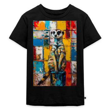 Stokstaartje - Kinderen Premium Bio T-shirt - zwart - Voor - Mikhail (115cm)