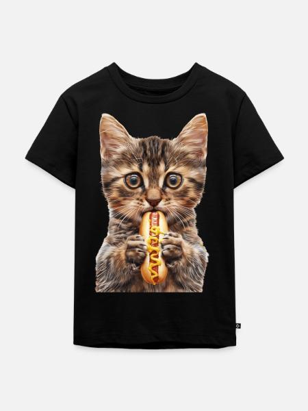 Katze - Kinder Premium Bio T-Shirt - Schwarz