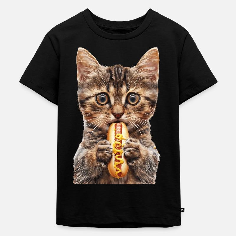 Katze - Kinder Premium Bio T-Shirt - Schwarz