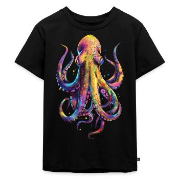 Tintenfisch - Kinder Premium Bio T-Shirt - Schwarz - Vorne - Mikhail (115cm)