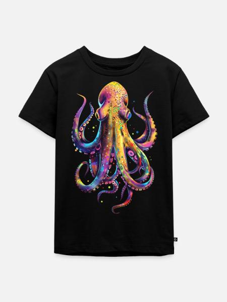 Tintenfisch - Kinder Premium Bio T-Shirt - Schwarz