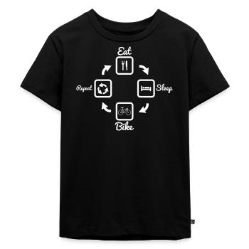 Eat Sleep Bike Repeat - Kinder Premium Bio T-Shirt - Schwarz - Vorne - Mikhail (115cm)