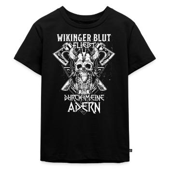 Wikinger Wikinger Odin Geschenk - Kinder Premium Bio T-Shirt - Schwarz - Vorne - Mikhail (115cm)