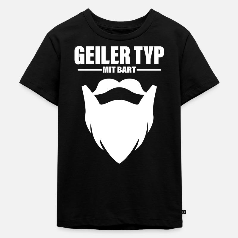 Geiler Typ mit Bart Vollbart Spruch - Kinder Premium Bio T-Shirt - Schwarz