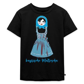 bayrische matroschka, dirndl, - Kinder Premium Bio T-Shirt - Schwarz - Vorne - Mikhail (115cm)