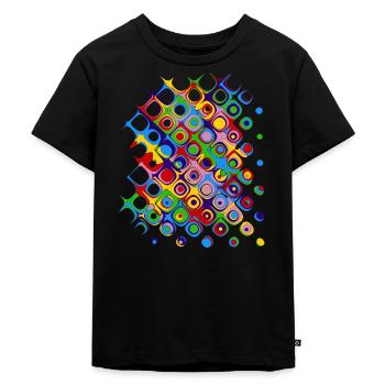 Colorful pattern (circles, shapes) - Kids Premium Organic T-Shirt - black - Front - Mikhail (115cm)