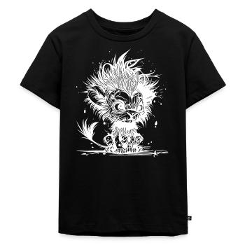 Wuscheliger kleiner böser Kinder Löwe mit Mähne - Kinder Premium Bio T-Shirt - Schwarz - Vorne - Mikhail (115cm)