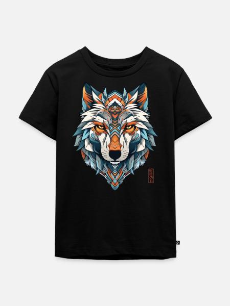 Wolf Spirit Animal - Kinder Premium Bio T-Shirt - Schwarz