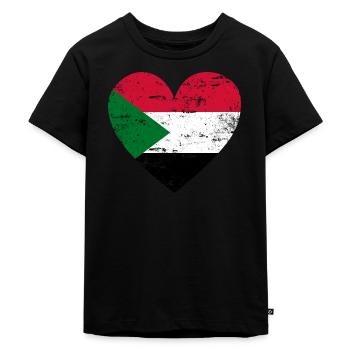 Coeur de drapeau du Soudan - T-shirt Premium bio Enfant - noir - Devant - Mikhail (115cm)