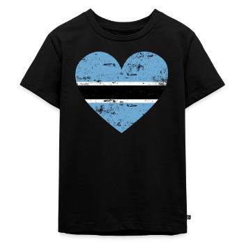 Botswana Flaggenherz - Kinder Premium Bio T-Shirt - Schwarz - Vorne - Mikhail (115cm)
