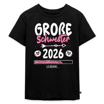 Große Schwester 2026 Loading - Kinder Premium Bio T-Shirt - Schwarz - Vorne - Mikhail (115cm)