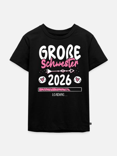 Große Schwester 2026 Loading - Kinder Premium Bio T-Shirt - Schwarz