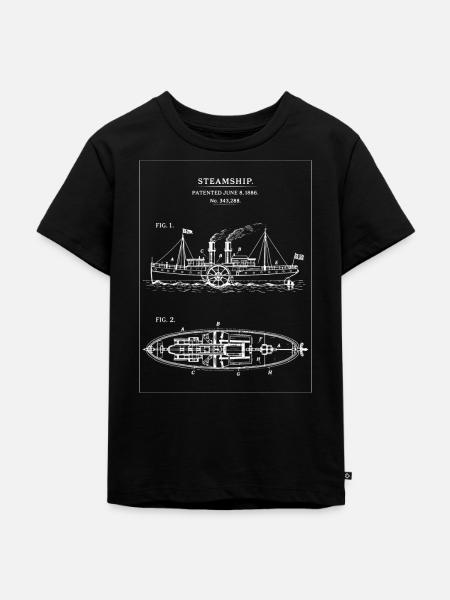 Dampfschiff Blueprint Dampfschiff - Kinder Premium Bio T-Shirt - Schwarz