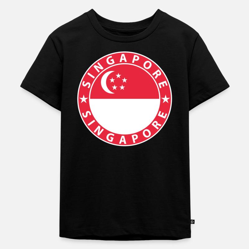 Singapur - Kinder Premium Bio T-Shirt - Schwarz